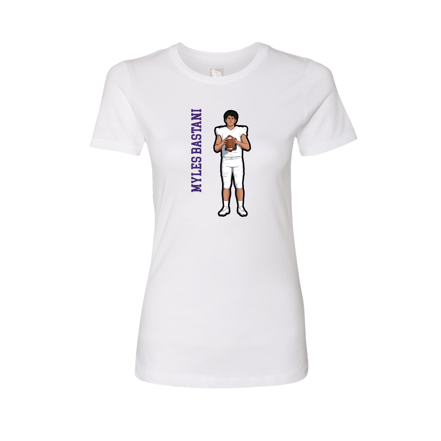 Womens Tee — Name Vertical in White