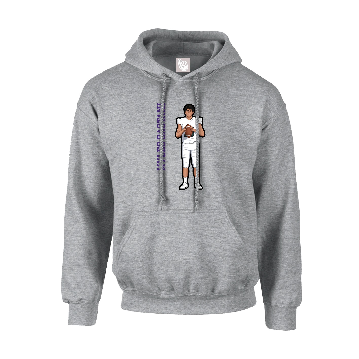Hoodie — Name Vertical in Grey