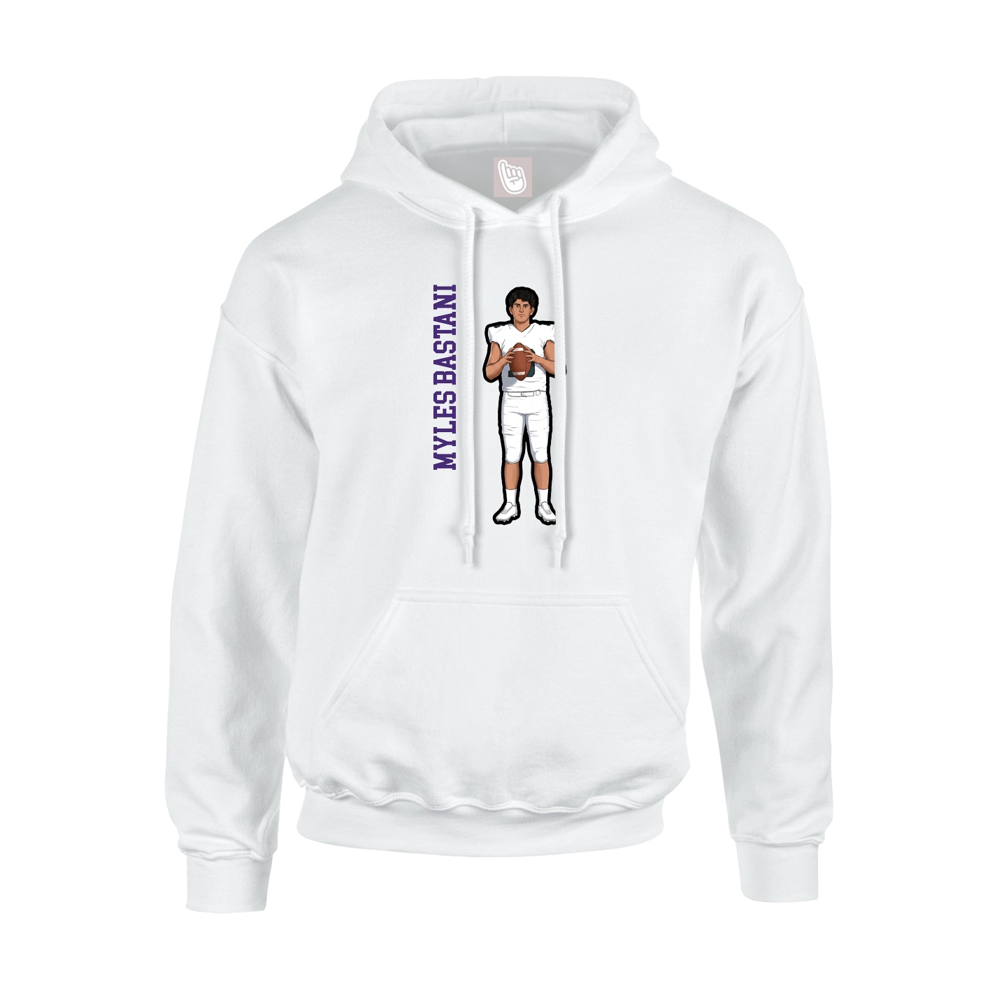 Youth Hoodie — Name Vertical in White