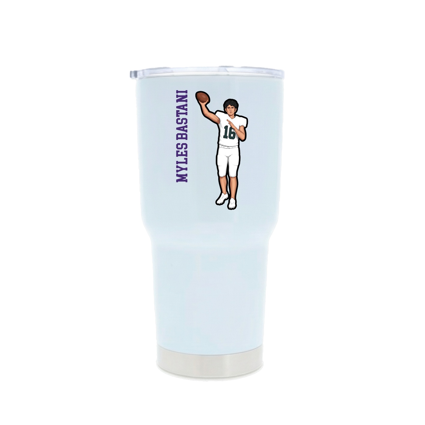 30oz Stainless Steel Tumbler — Name Vertical in White