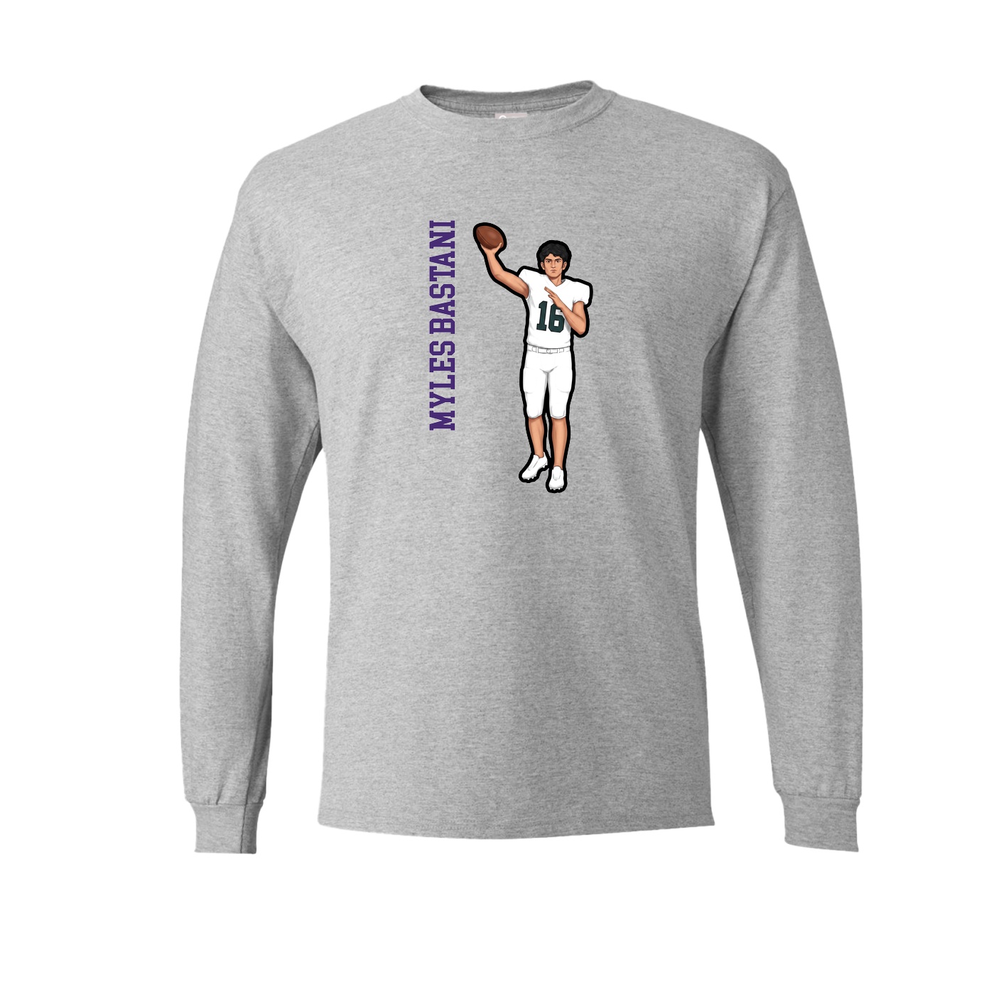Long Sleeve Tee — Name Vertical in Grey