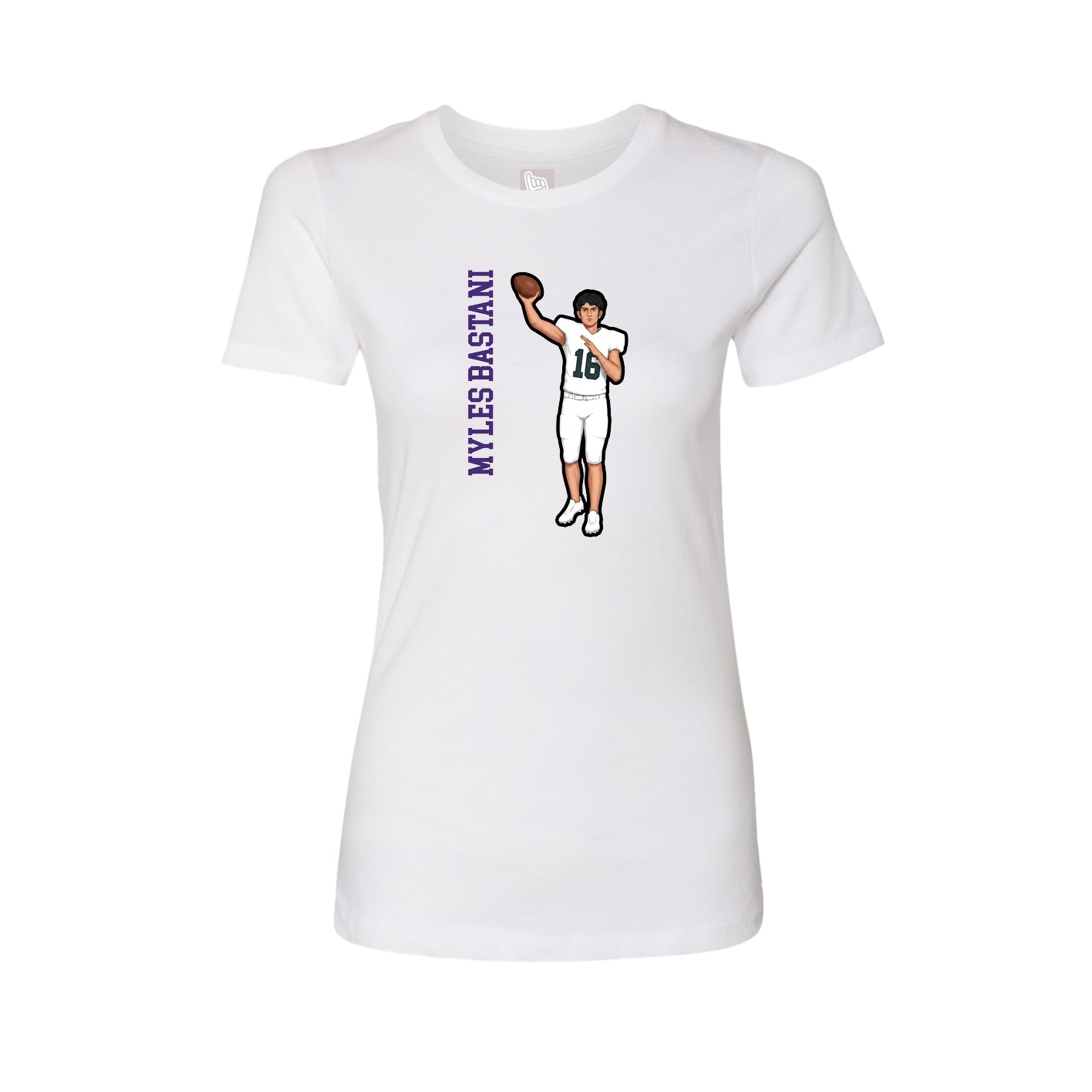 Womens Tee — Name Vertical in White