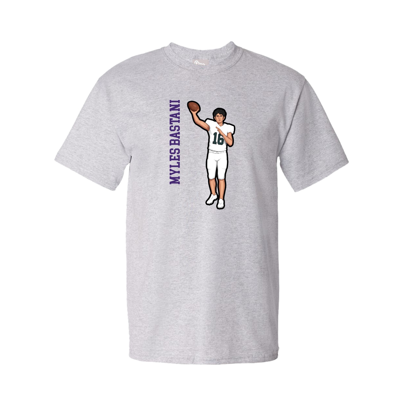 Youth Tee — Name Vertical in Grey