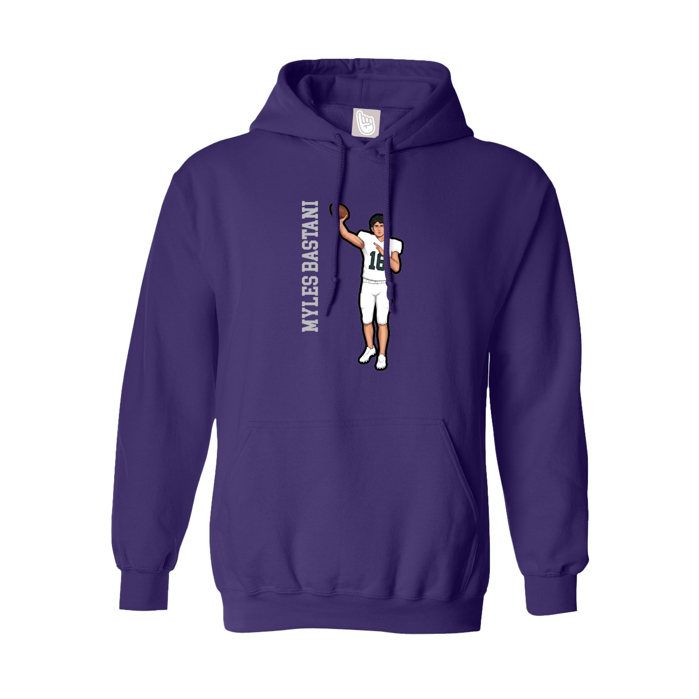 Hoodie — Name Vertical in Purple