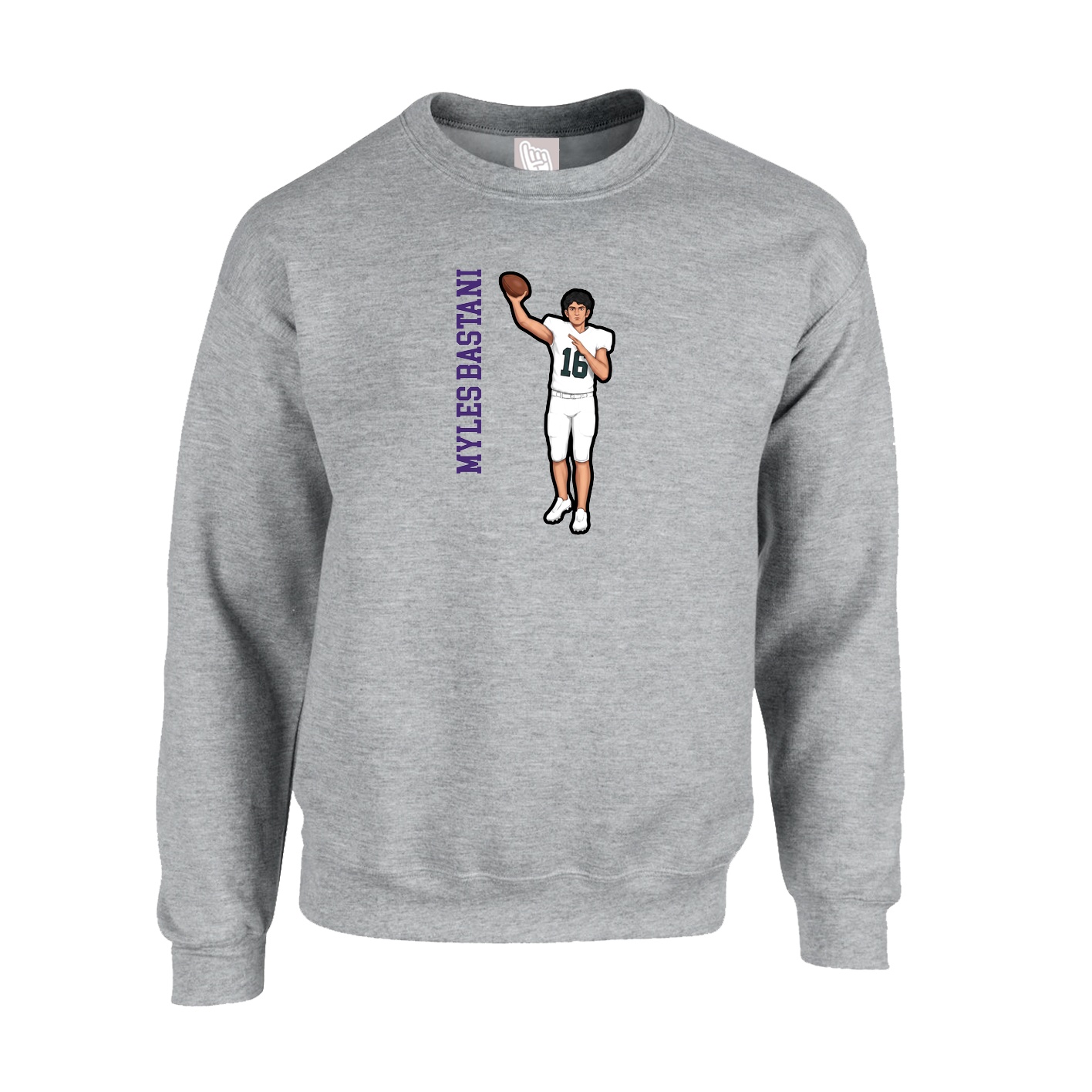 Fleece Crew — Name Vertical in Grey