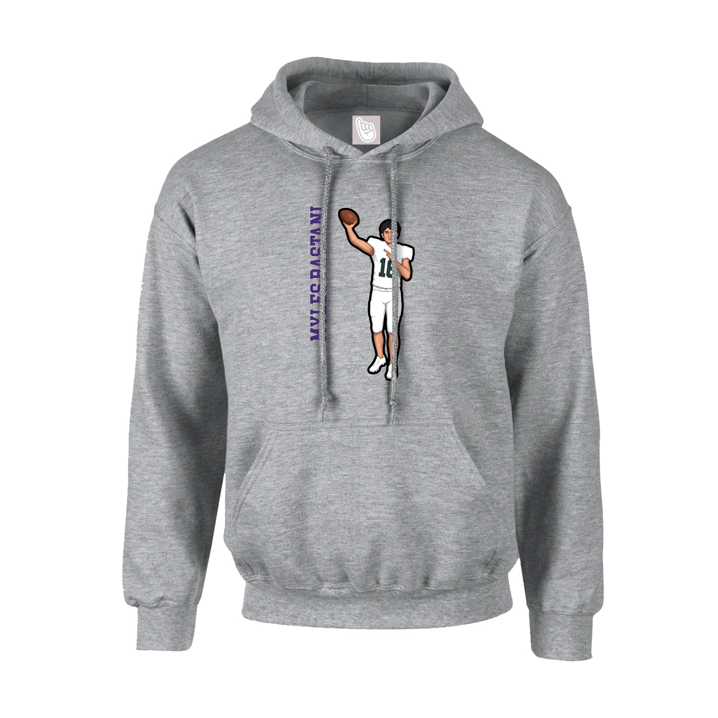 Youth Hoodie — Name Vertical in Grey