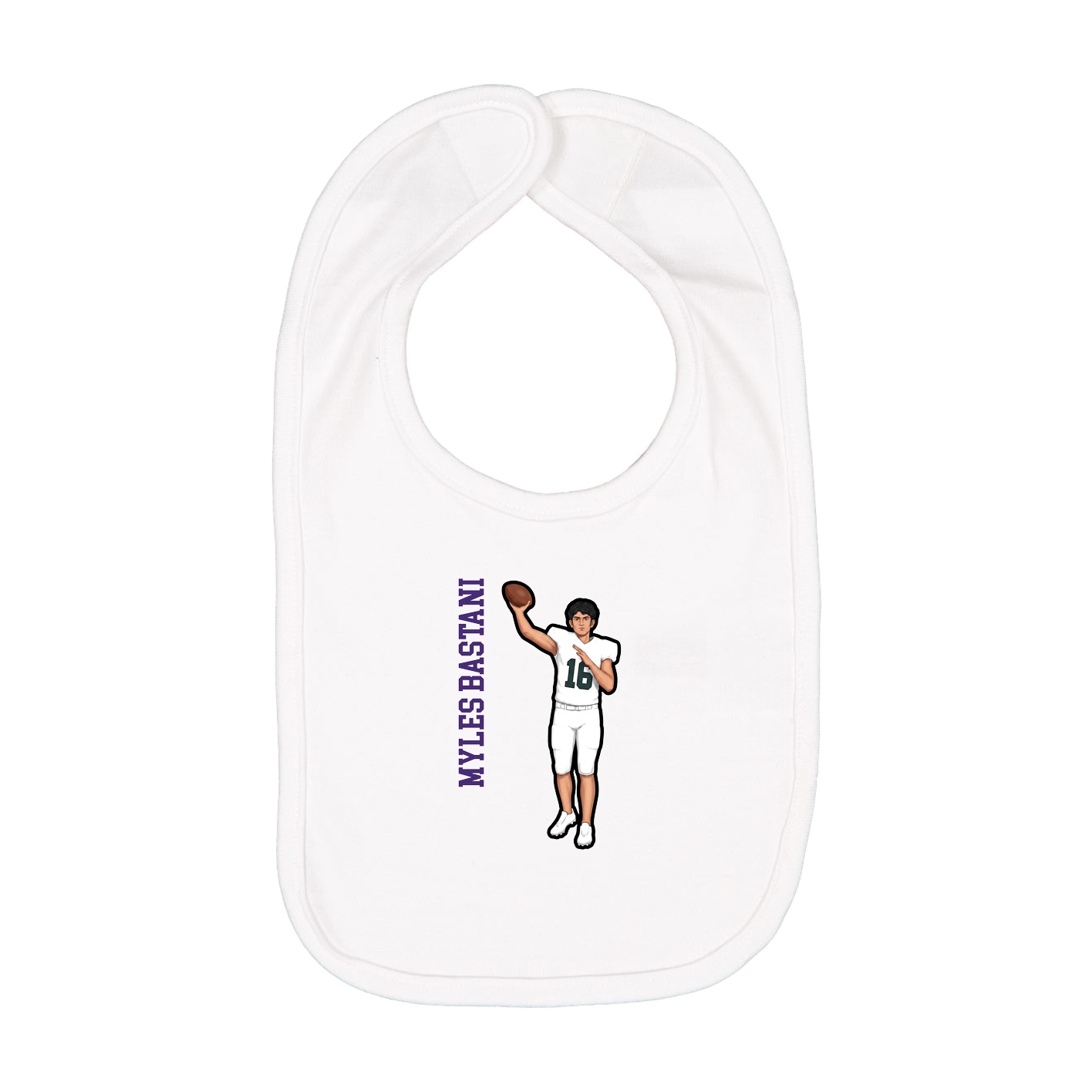 Infant Bib — Name Vertical in White