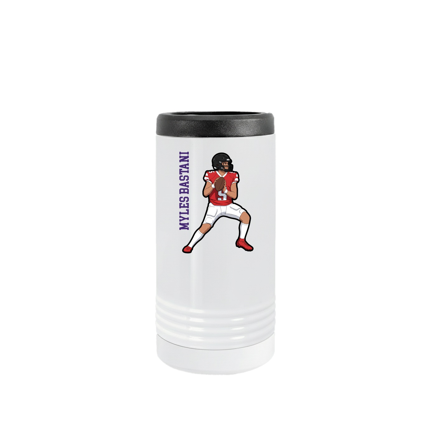 Slim Beverage Holder — Name Vertical in White