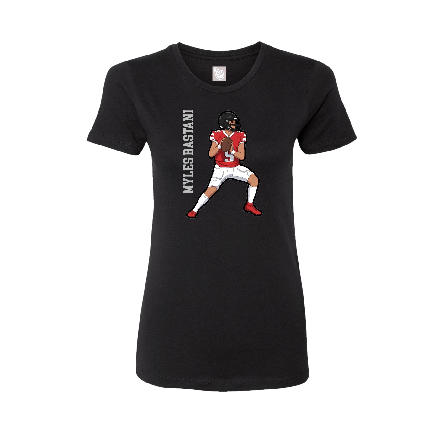 Womens Tee — Name Vertical in Black