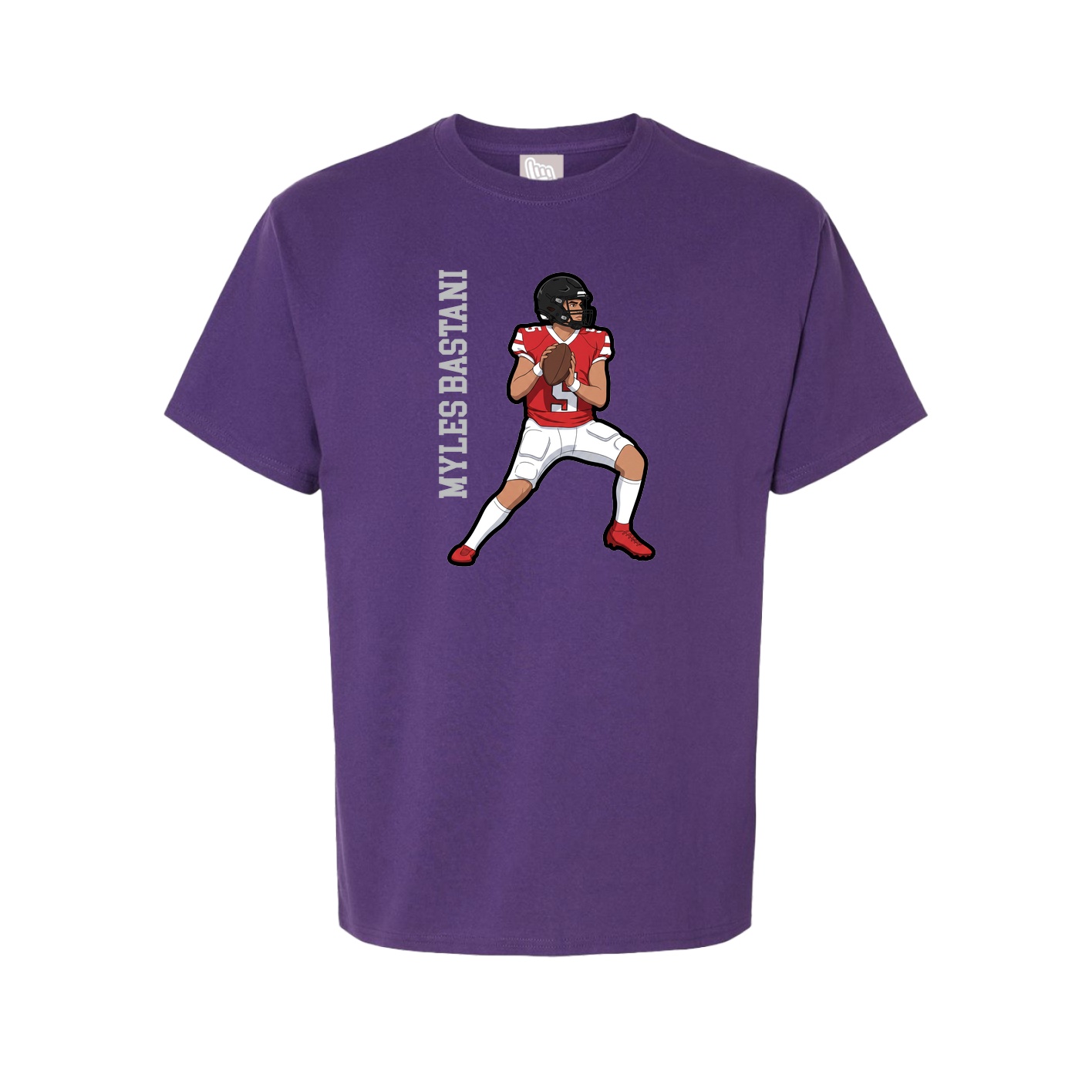 Youth Tee — Name Vertical in Purple