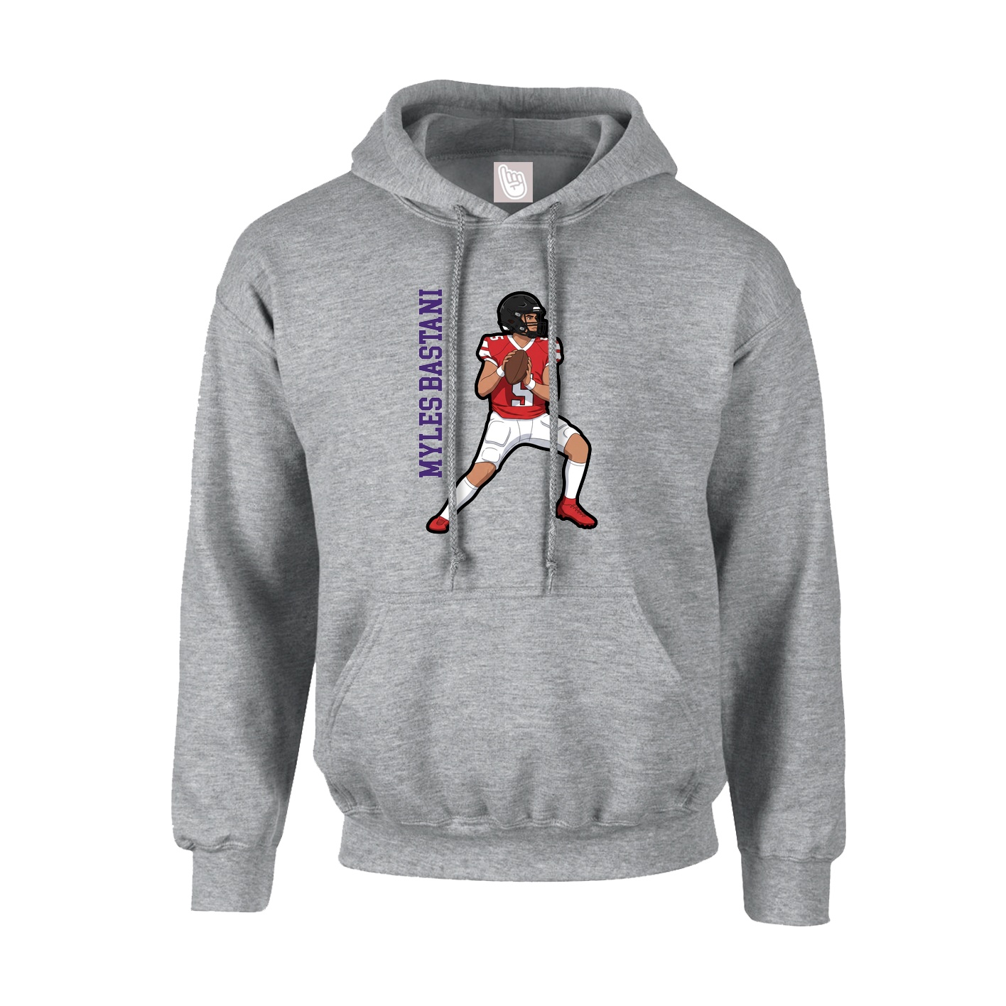 Hoodie — Name Vertical in Grey