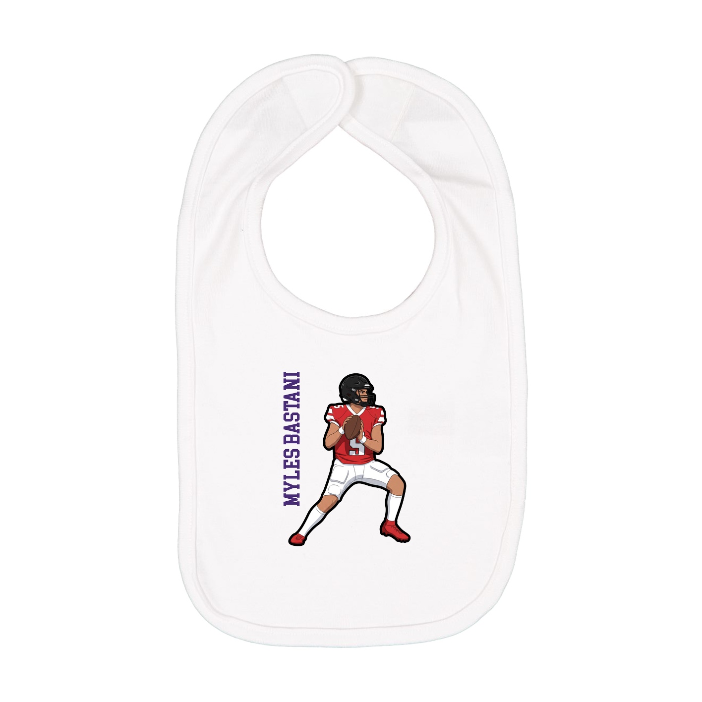 Infant Bib — Name Vertical in White