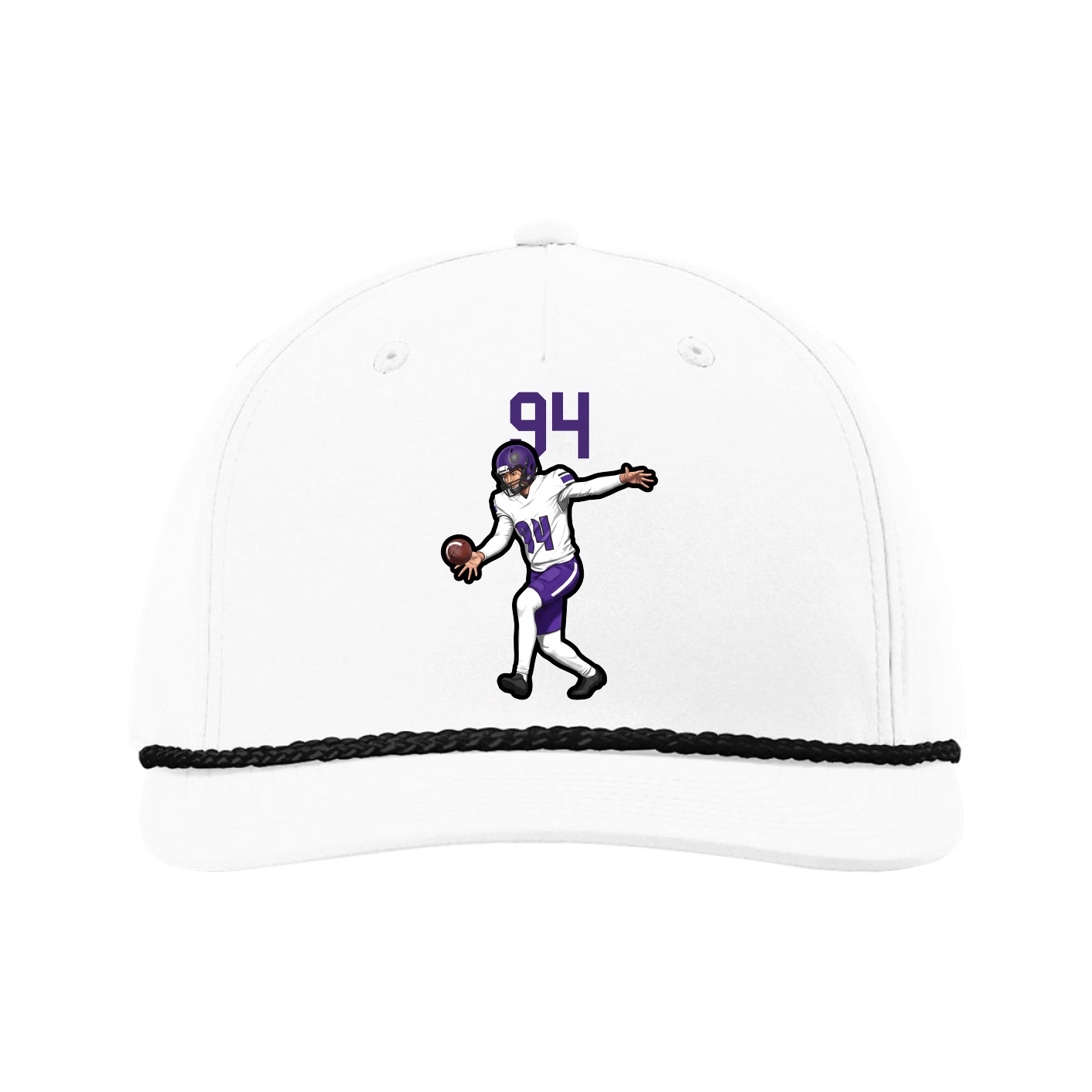 Five-Panel Classic Rope Cap — Number Top in White