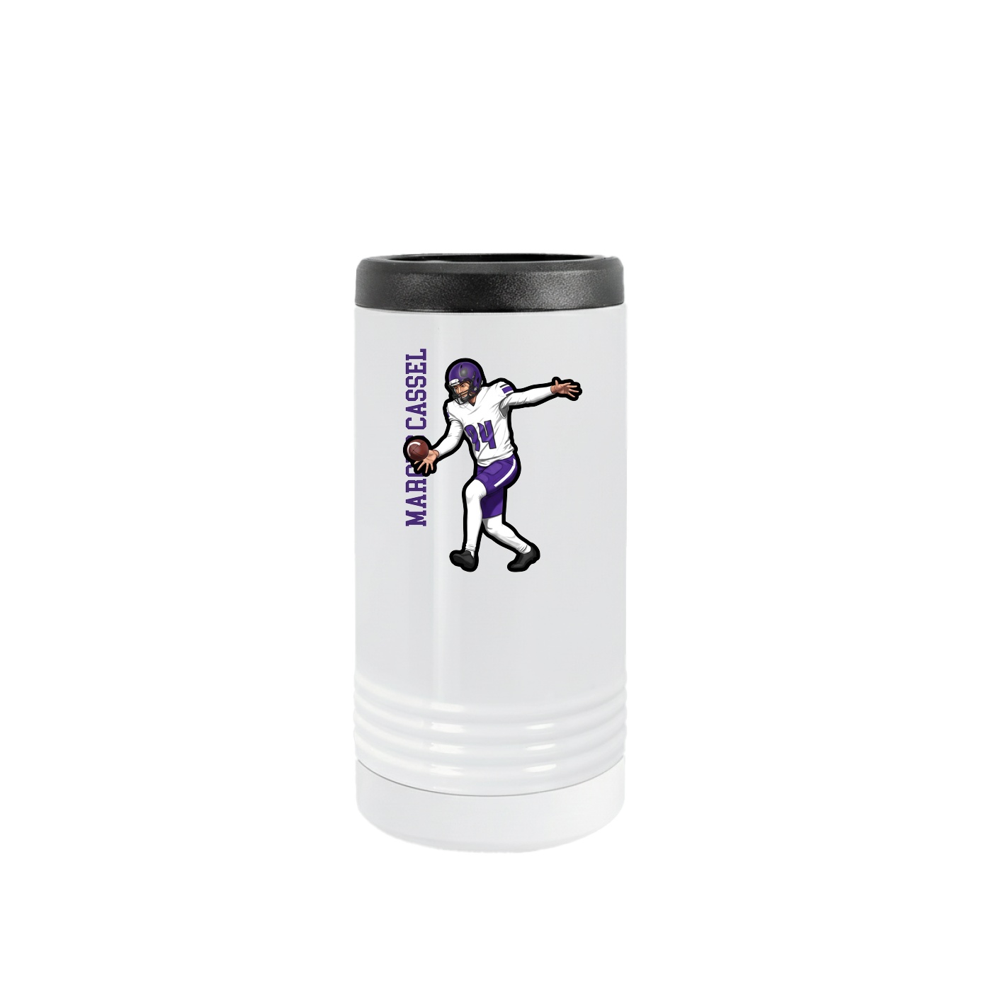 Slim Beverage Holder — Name Vertical in White