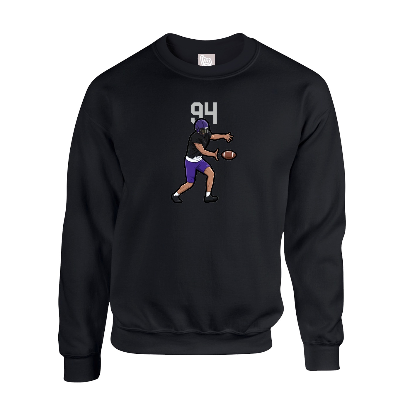 Fleece Crew — Number Top in Black