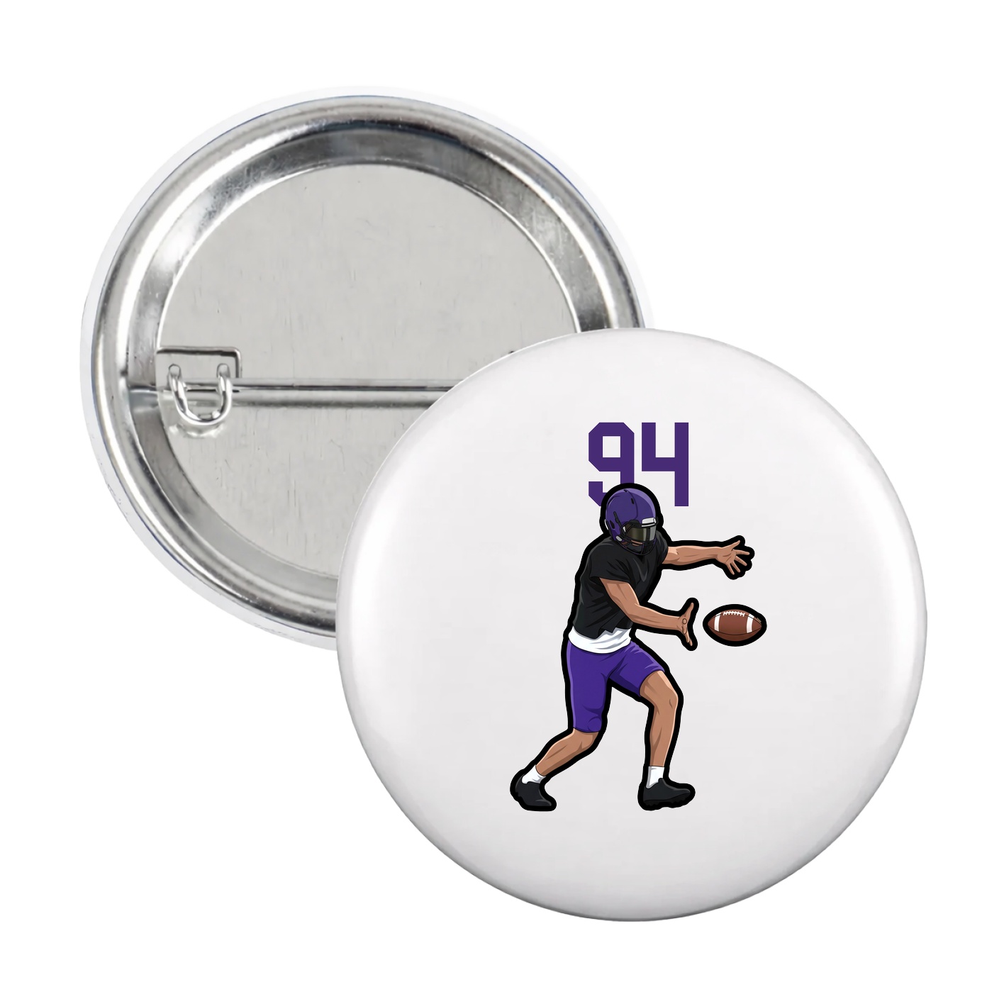 Game Day Button — Number Top in White