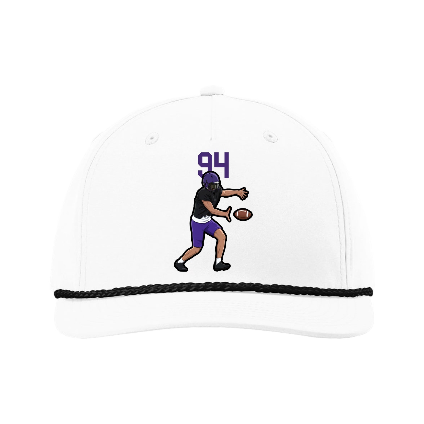 Five-Panel Classic Rope Cap — Number Top in White