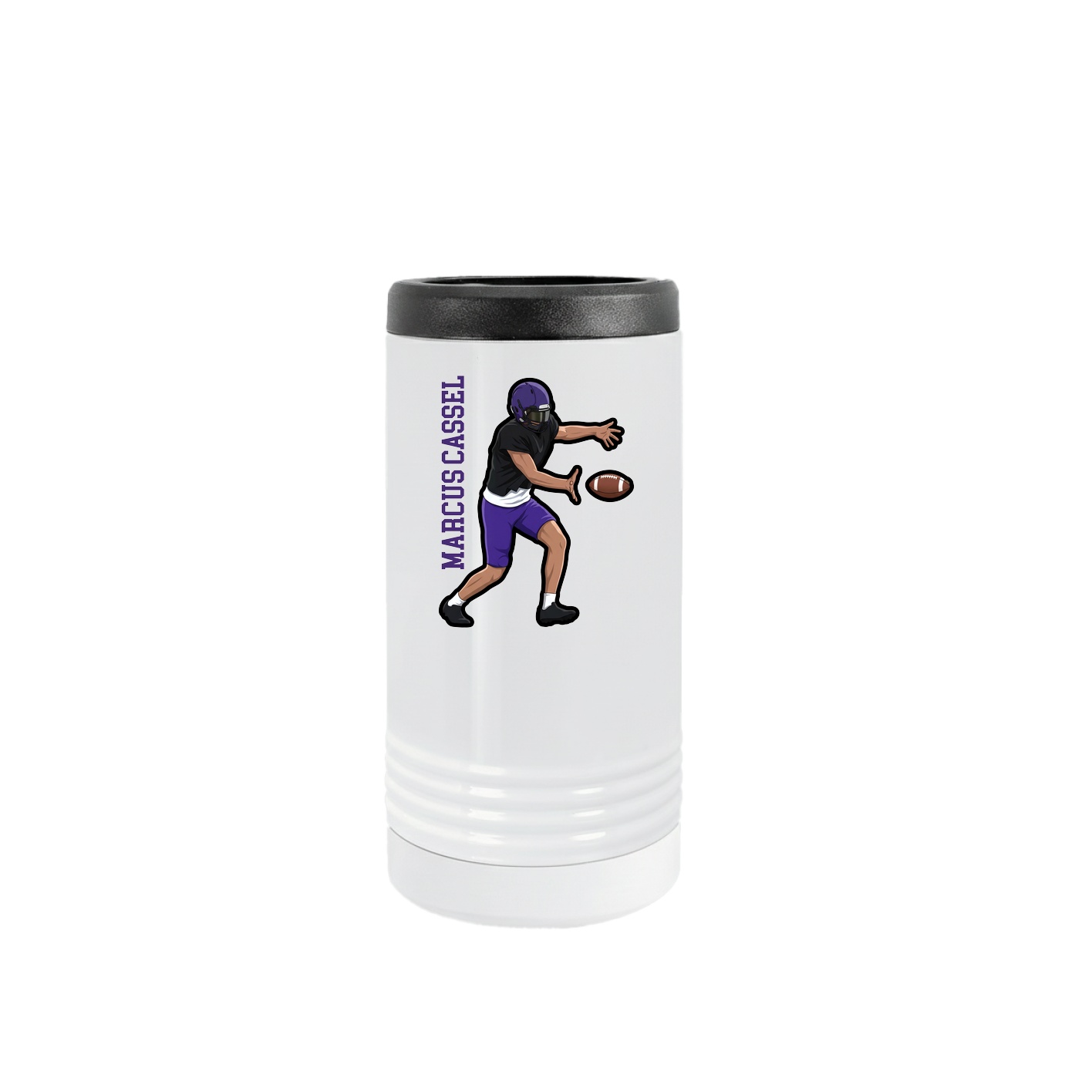 Slim Beverage Holder — Name Vertical in White