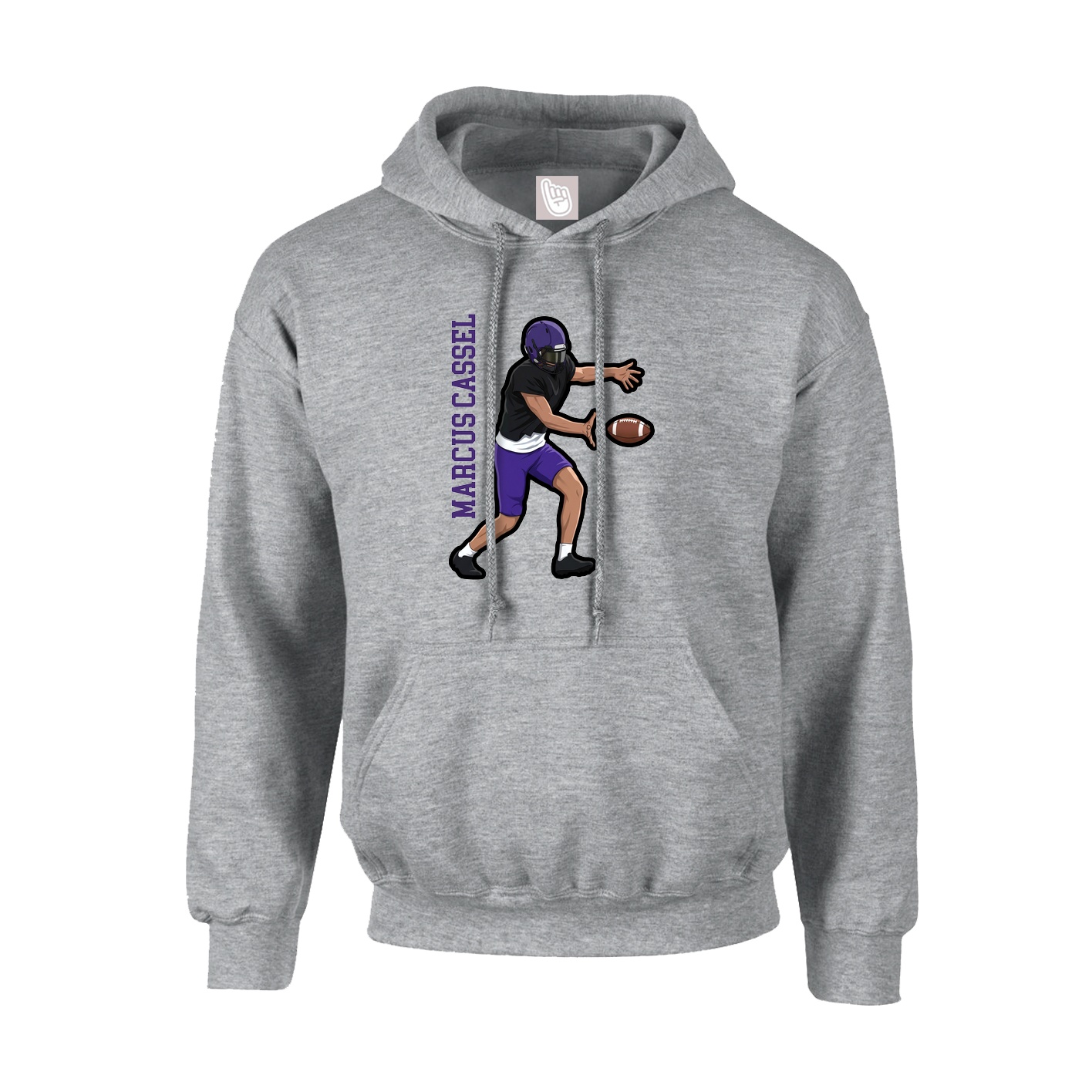 Hoodie — Name Vertical in Grey