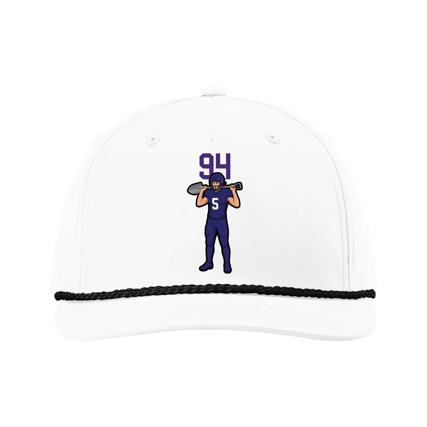 Five-Panel Classic Rope Cap — Number Top in White