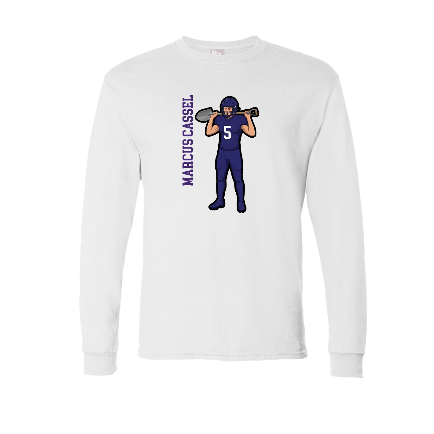 Long Sleeve Tee — Name Vertical in White
