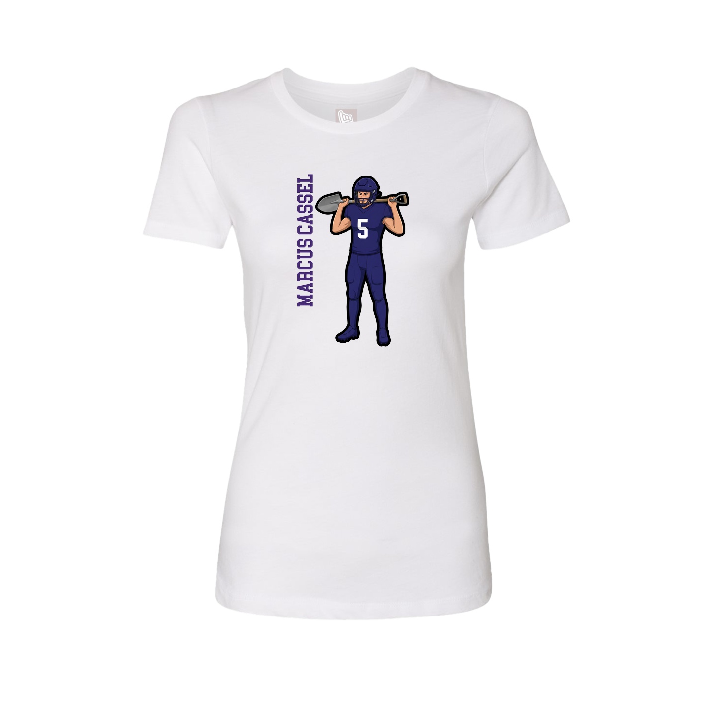 Womens Tee — Name Vertical in White