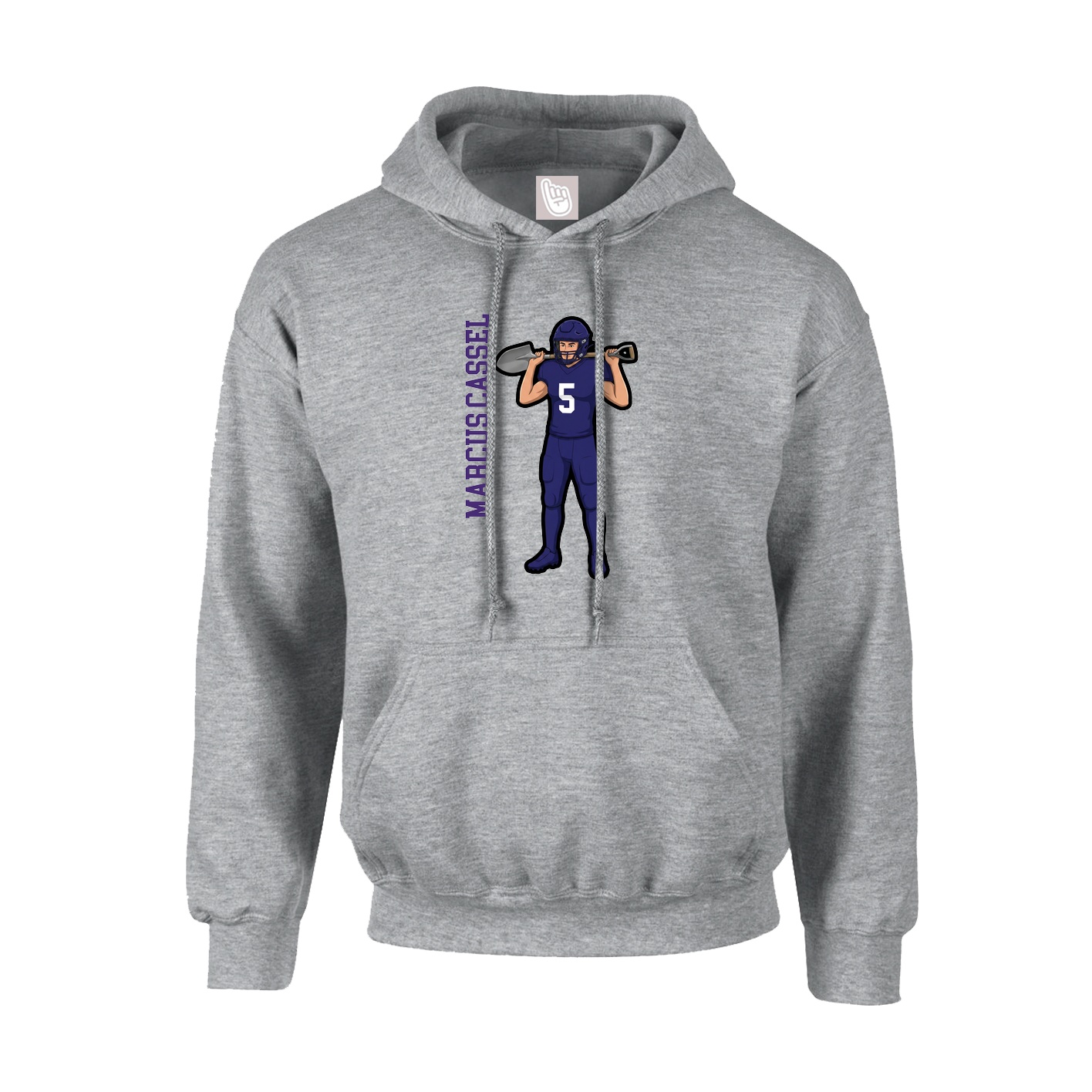 Hoodie — Name Vertical in Grey