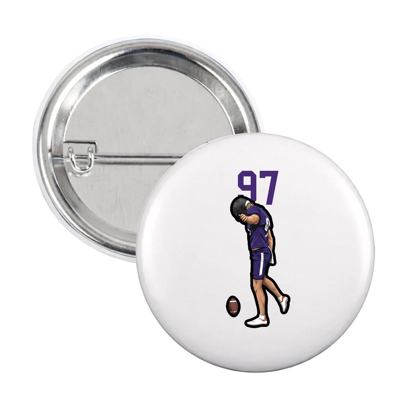 Game Day Button — Number Top in White