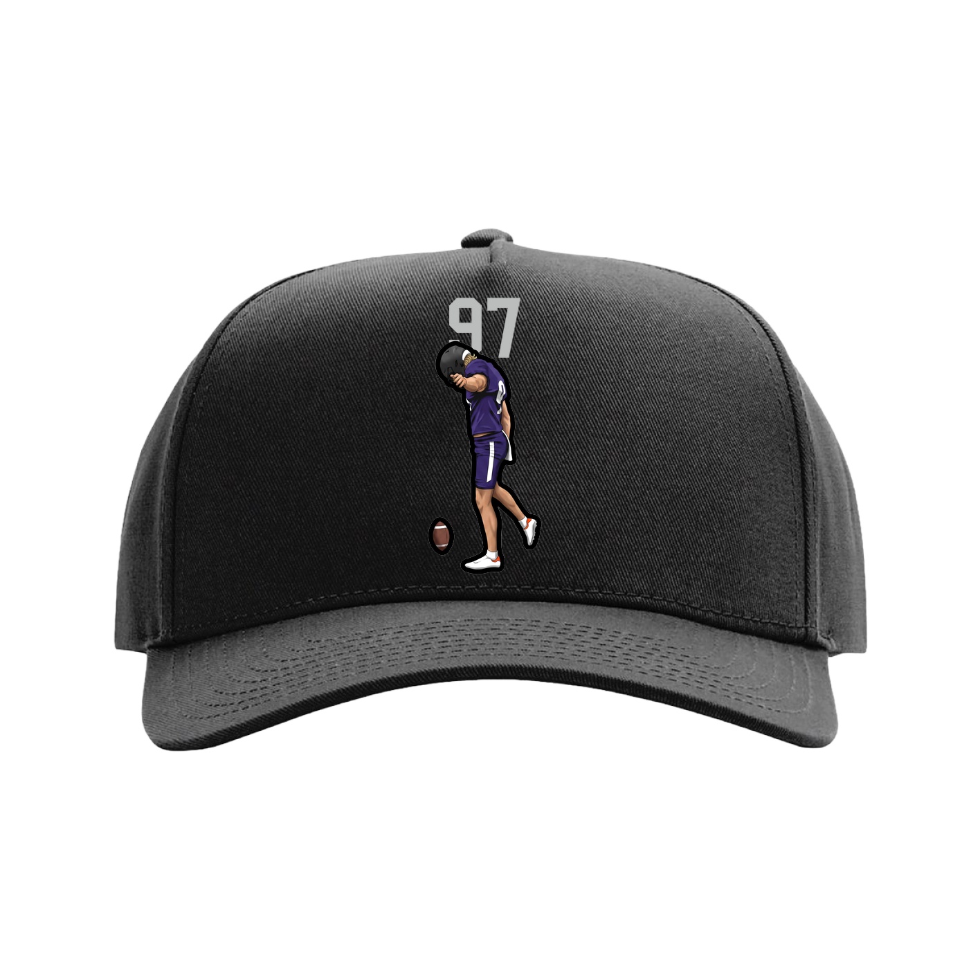 Full Fabric Five-Panel Champ Cap — Number Top in Black