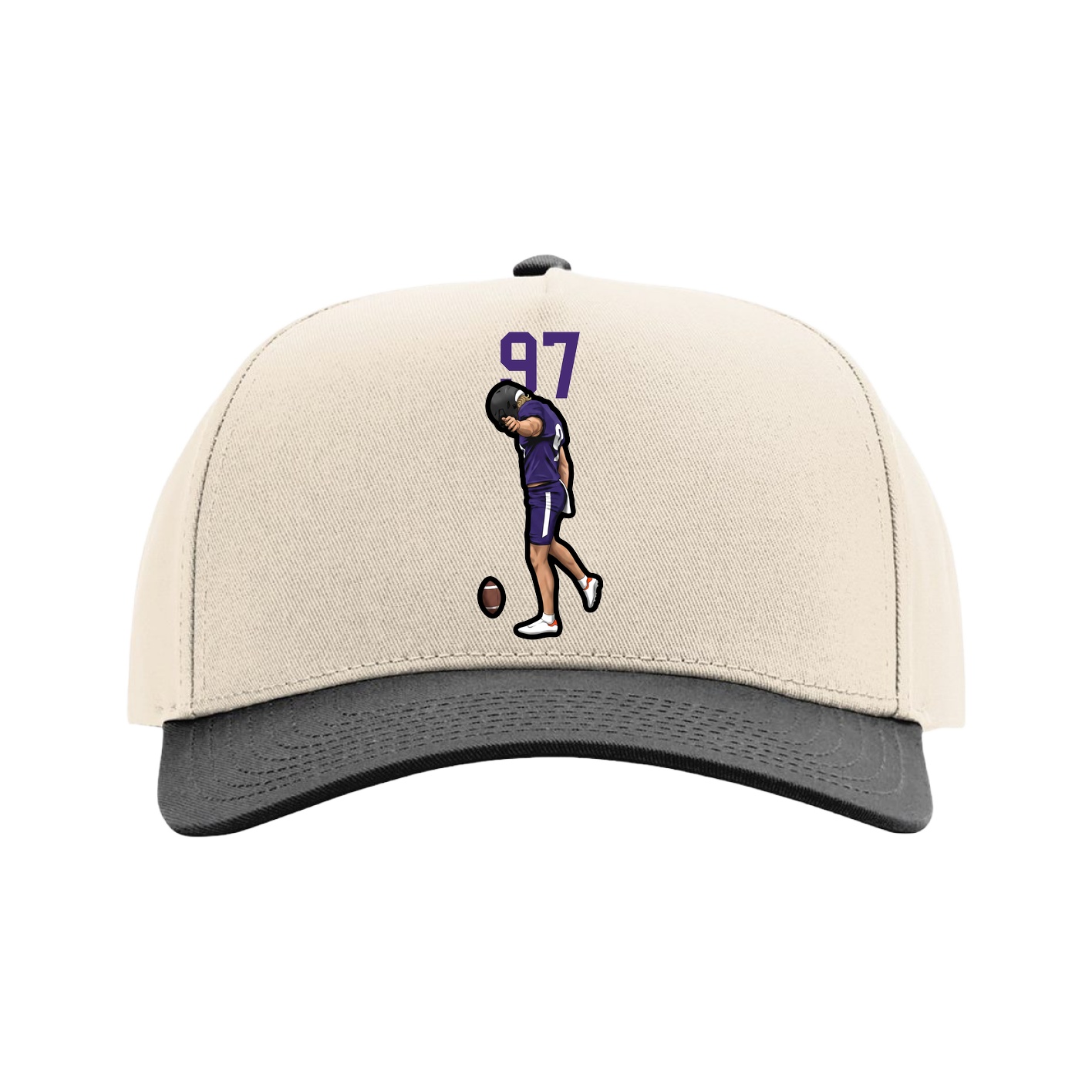 Full Fabric Five-Panel Champ Cap — Number Top in Cream/Black