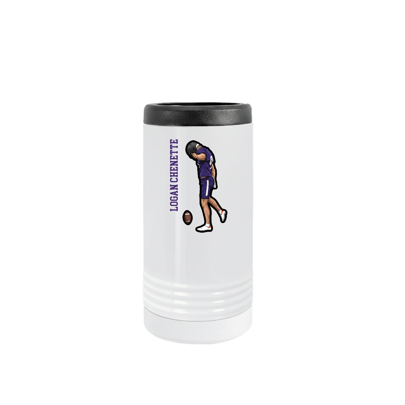 Slim Beverage Holder — Name Vertical in White