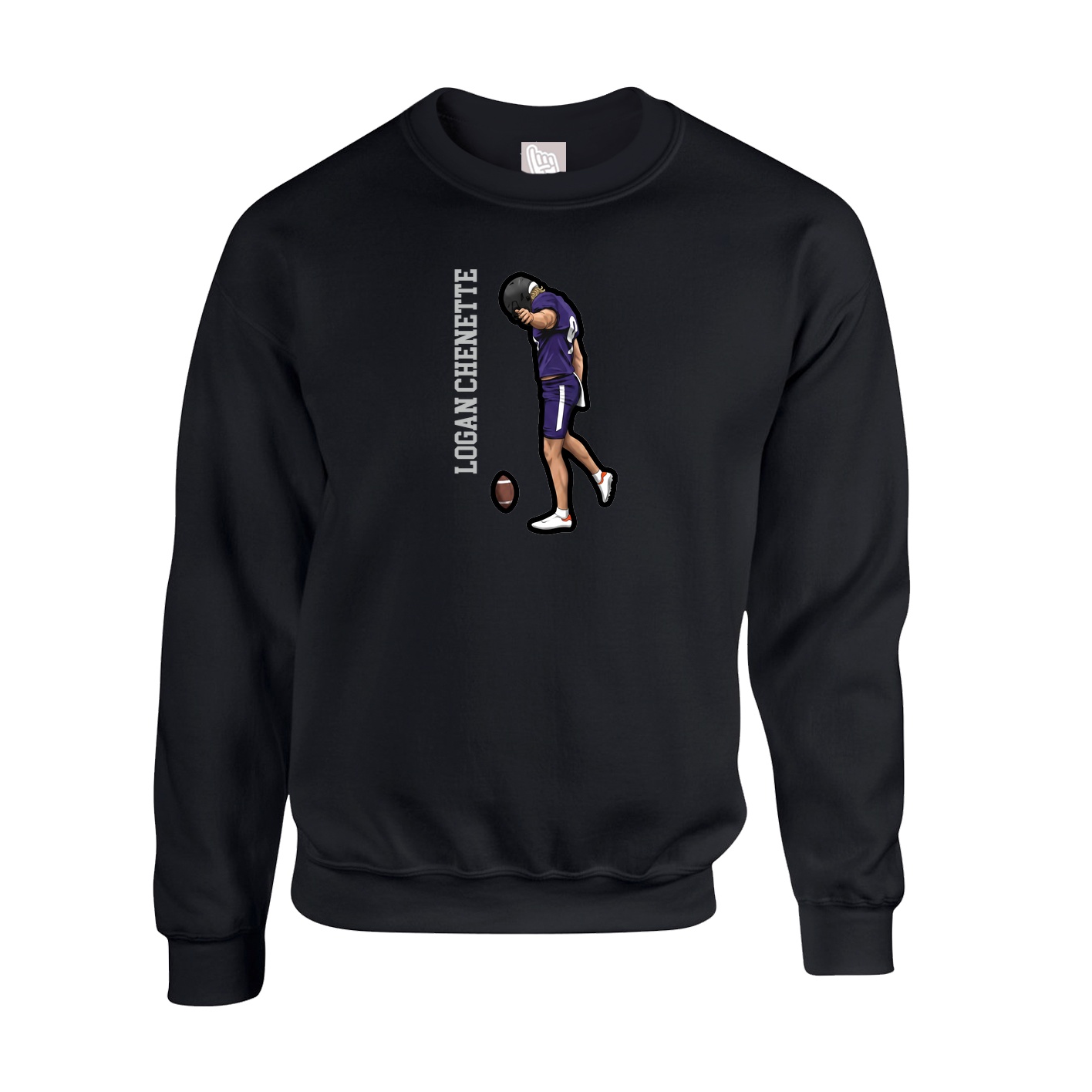 Fleece Crew — Name Vertical in Black