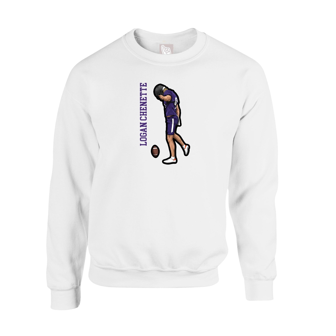 Fleece Crew — Name Vertical in White