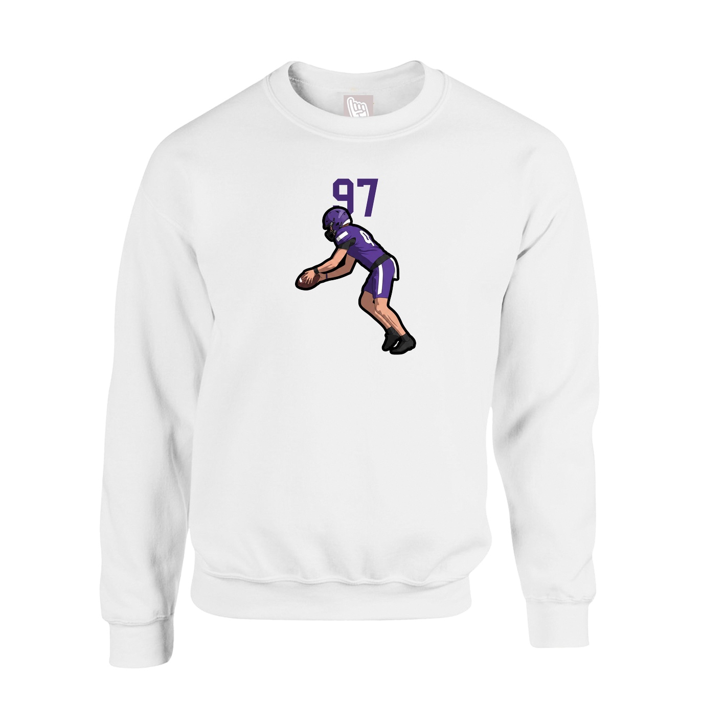 Fleece Crew — Number Top in White