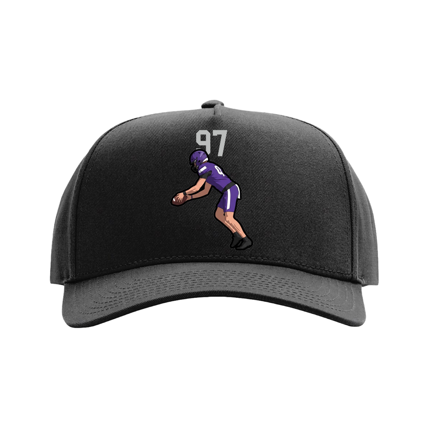 Full Fabric Five-Panel Champ Cap — Number Top in Black