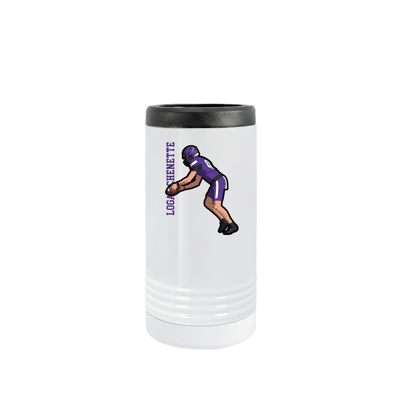 Slim Beverage Holder — Name Vertical in White