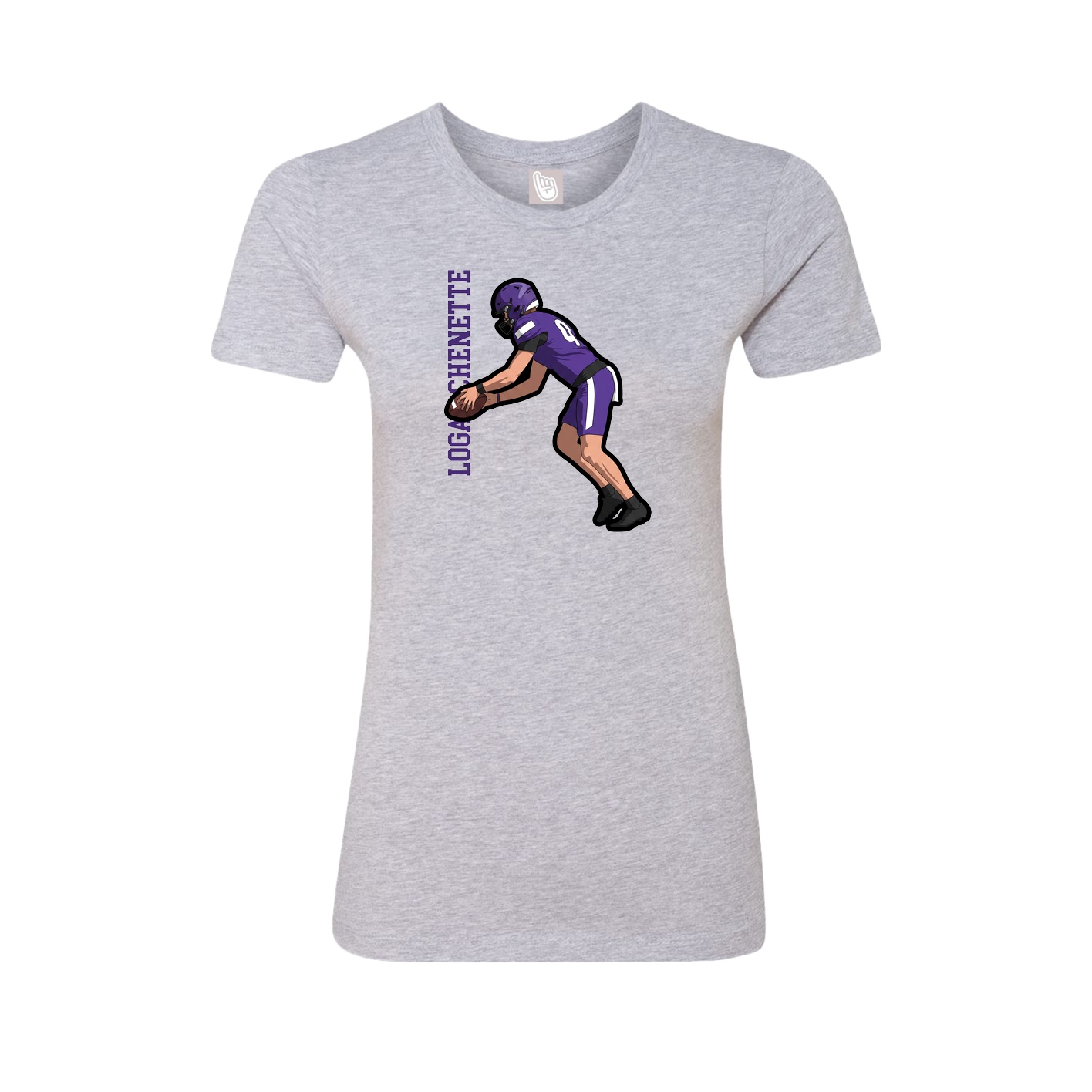Womens Tee — Name Vertical in Grey