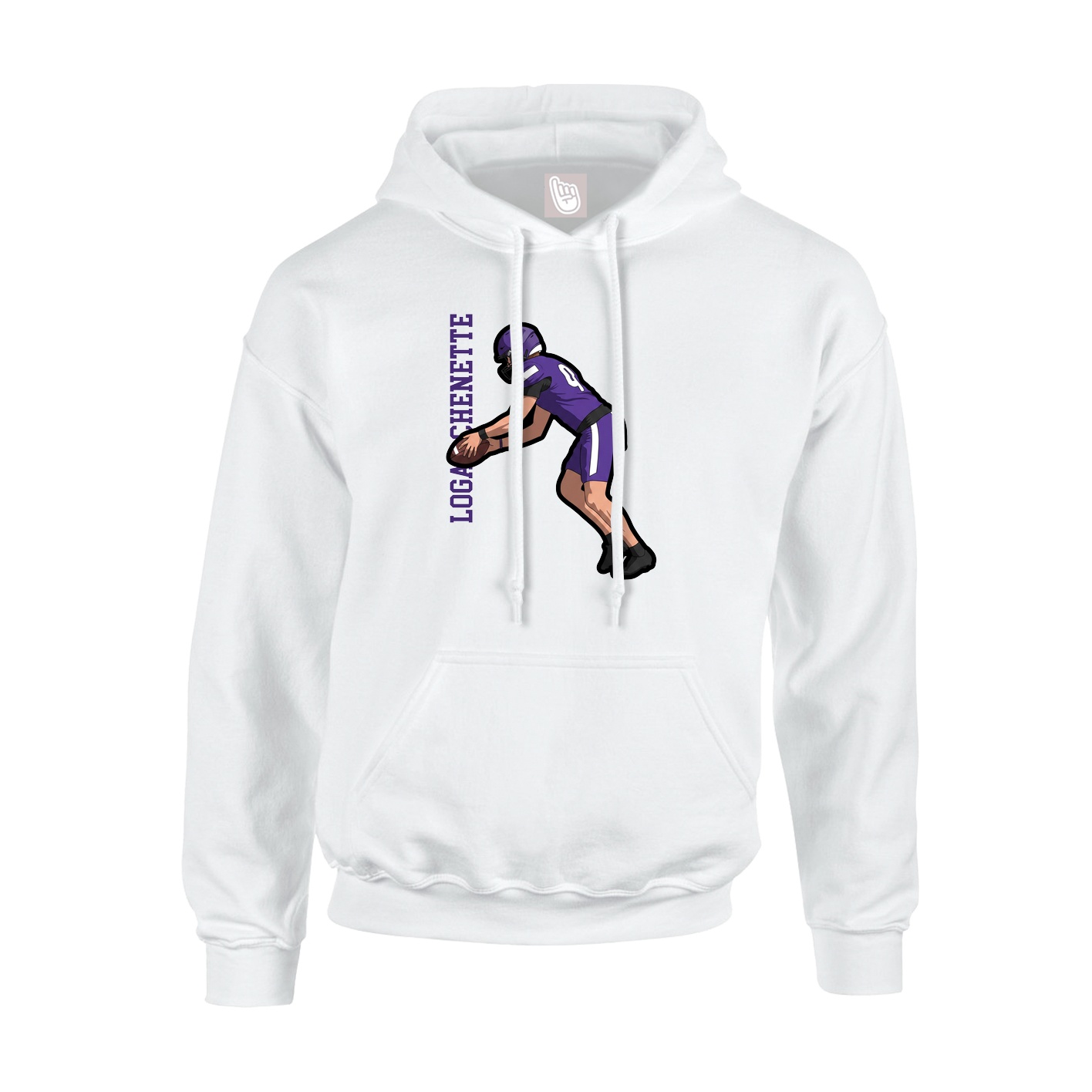 Hoodie — Name Vertical in White
