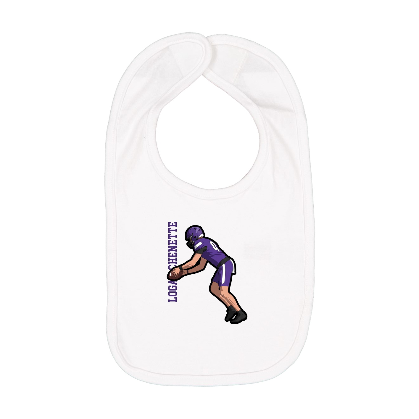 Infant Bib — Name Vertical in White