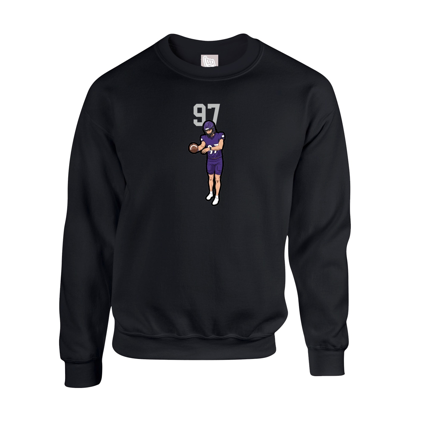 Fleece Crew — Number Top in Black