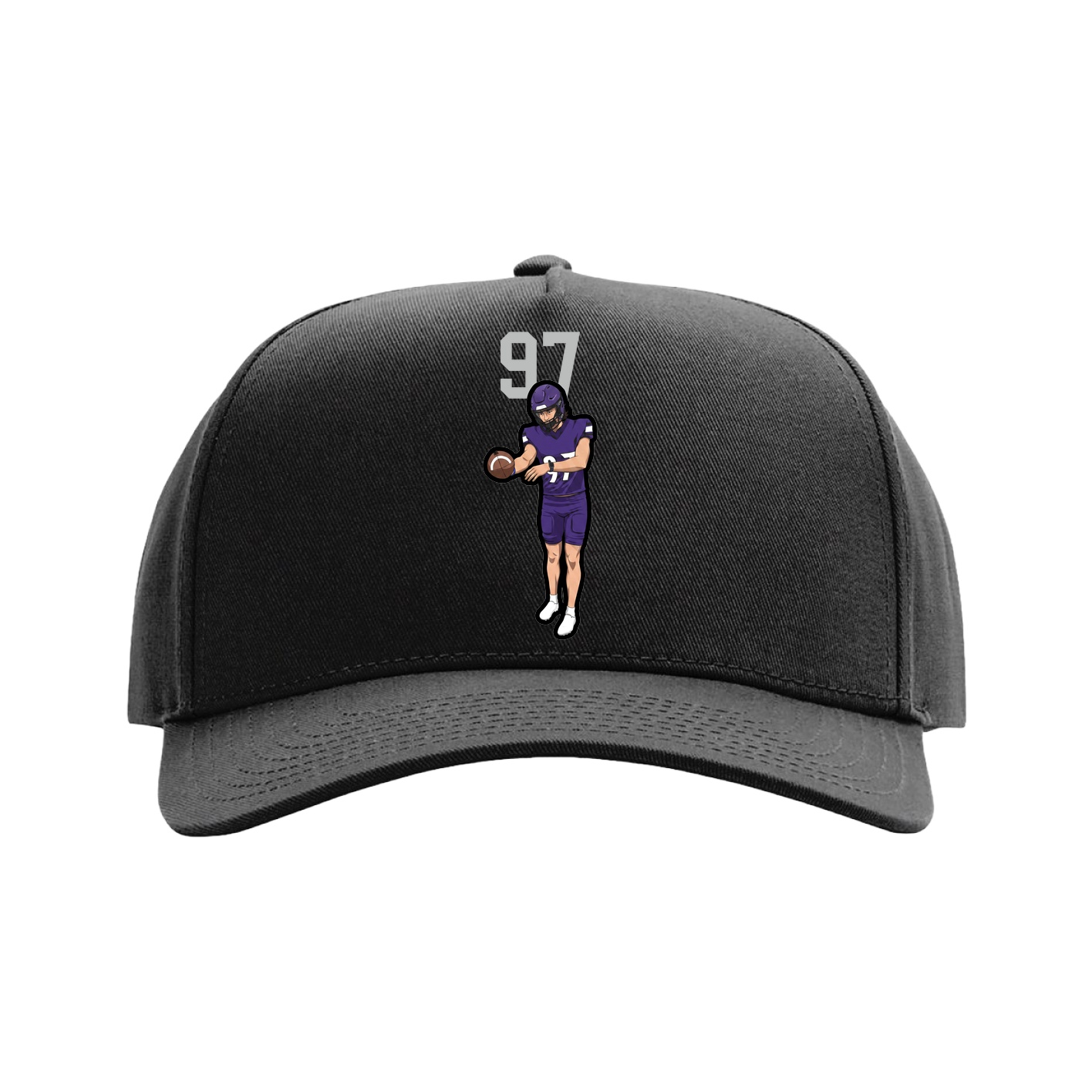 Full Fabric Five-Panel Champ Cap — Number Top in Black