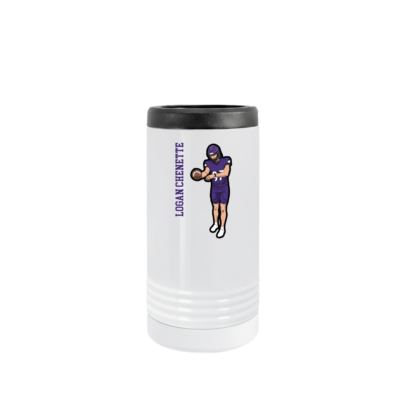 Slim Beverage Holder — Name Vertical in White