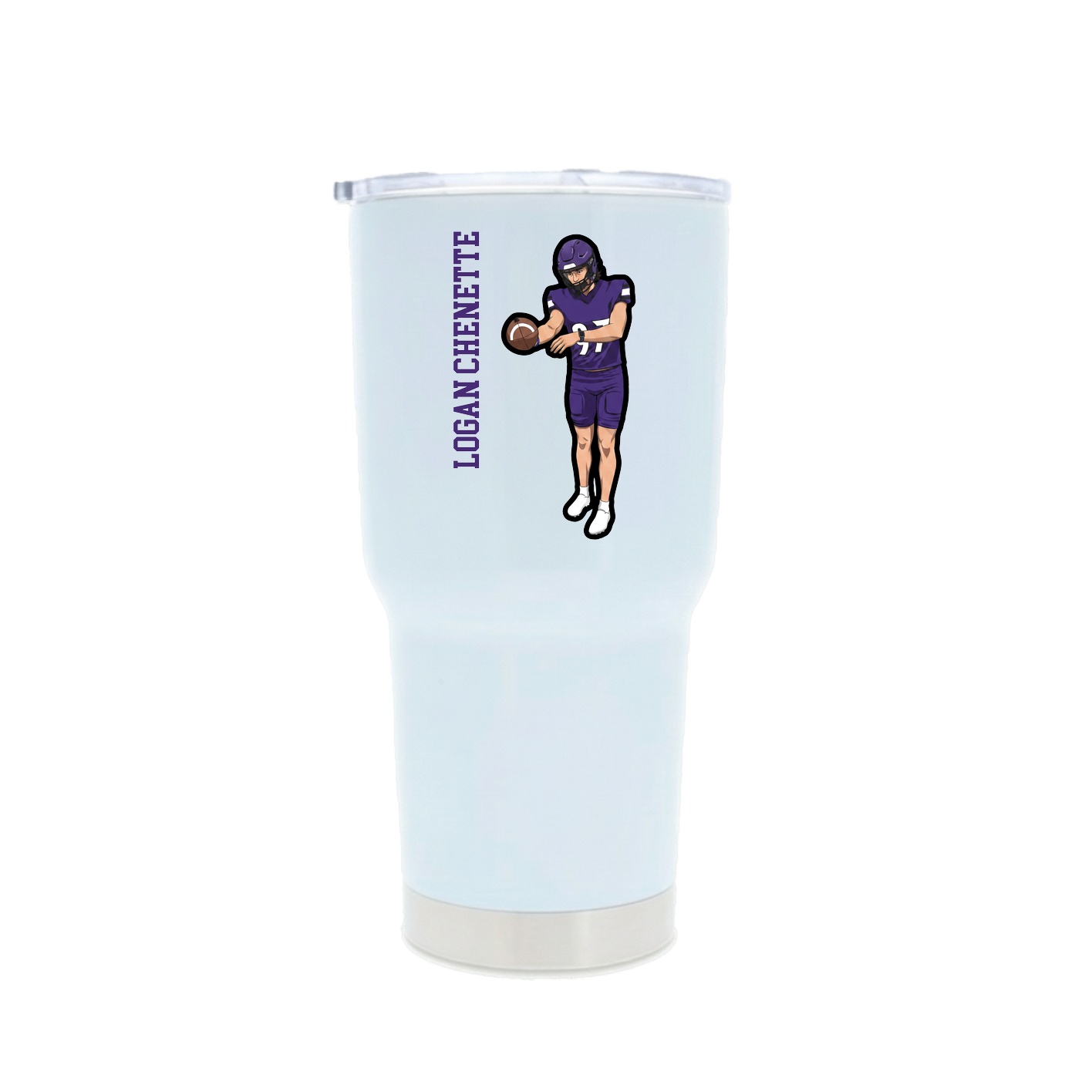 30oz Stainless Steel Tumbler — Name Vertical in White