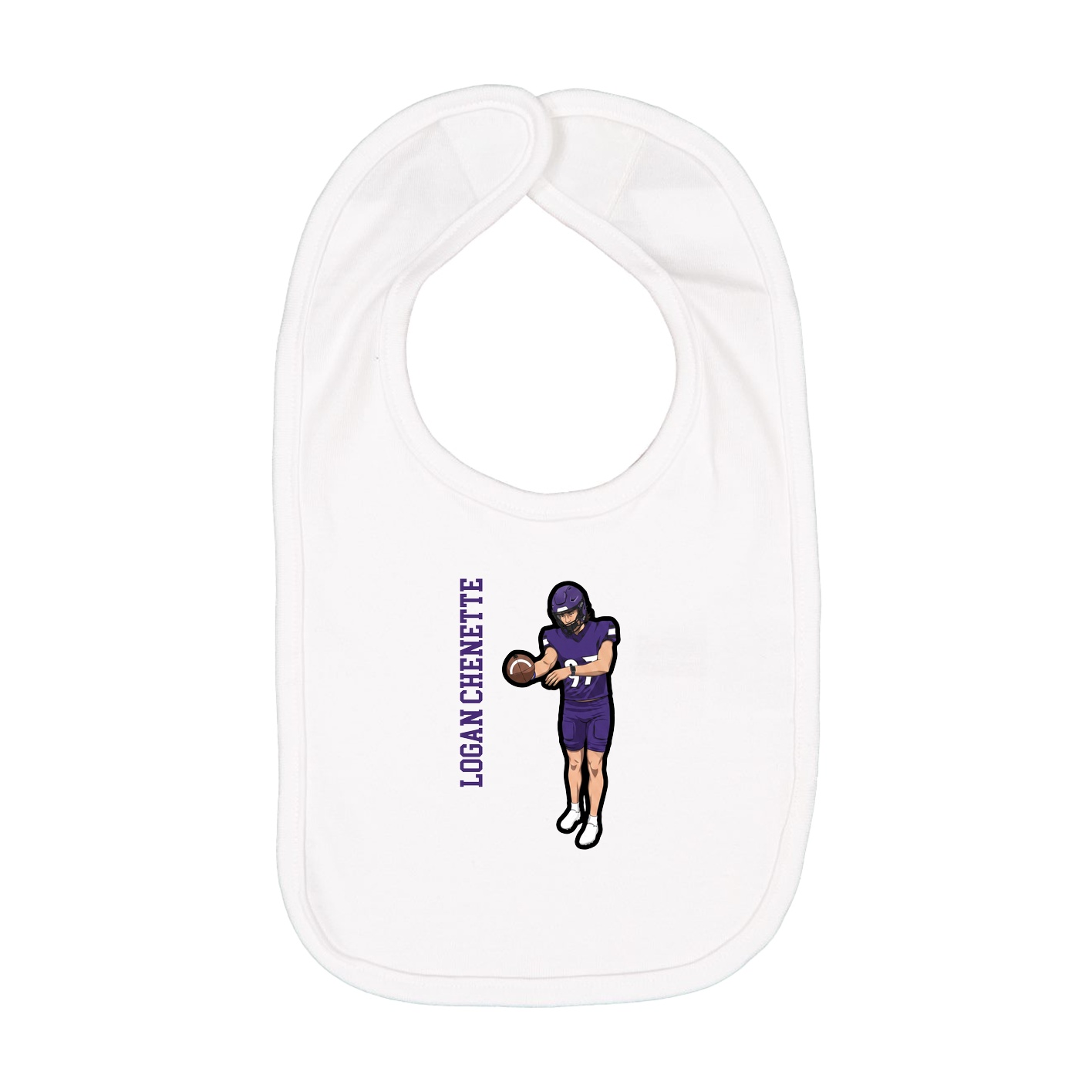 Infant Bib — Name Vertical in White