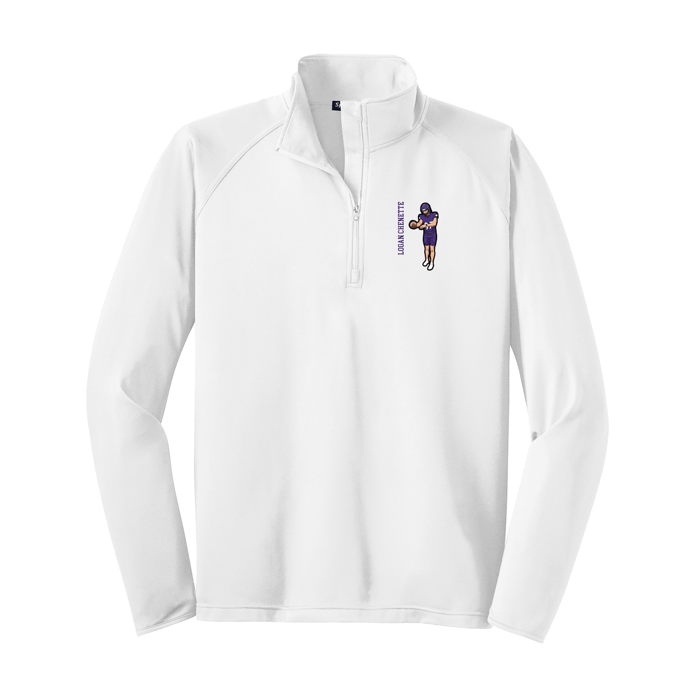 Q-Zip Pullover — Name Vertical in White
