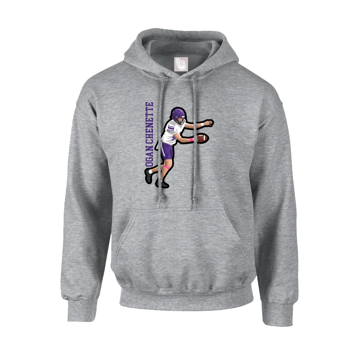 Hoodie — Name Vertical in Grey