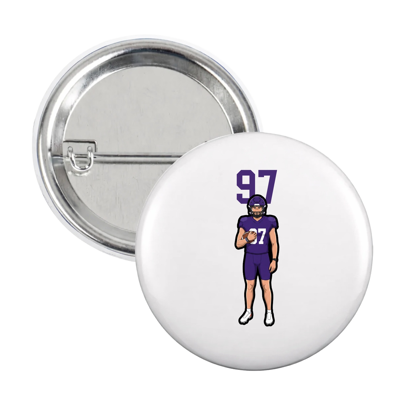 Game Day Button — Number Top in White