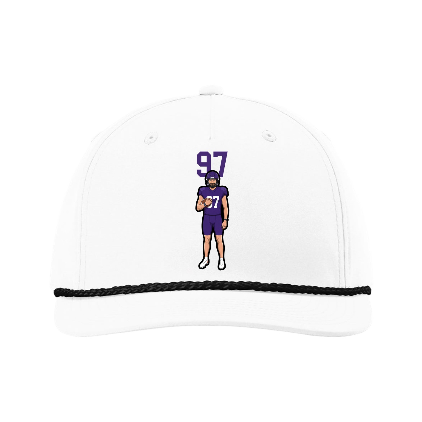 Five-Panel Classic Rope Cap — Number Top in White