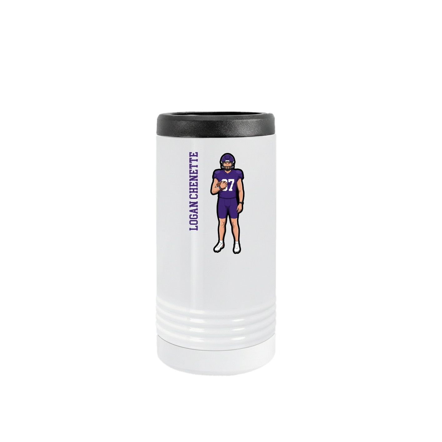 Slim Beverage Holder — Name Vertical in White