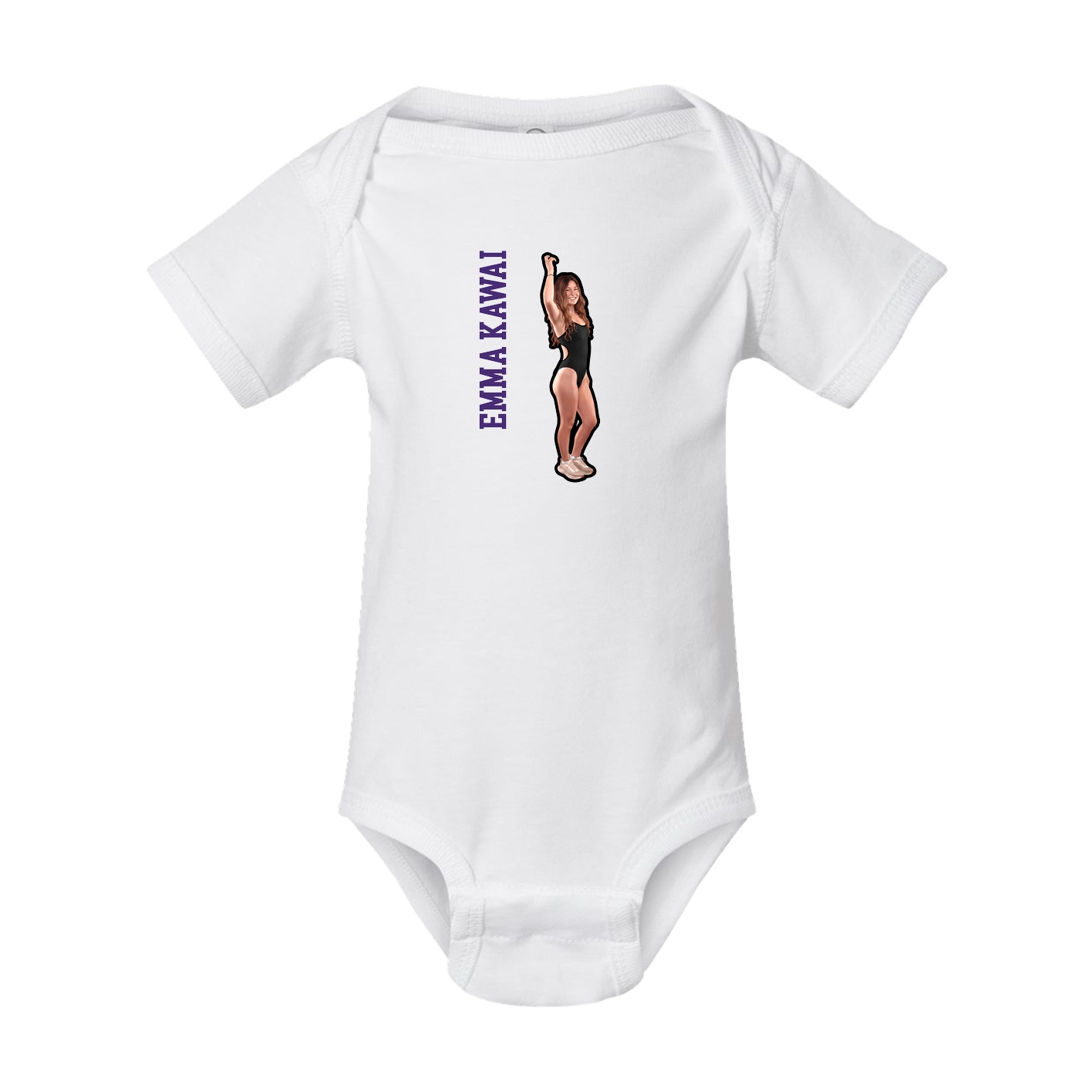 Baby Onesie — Name Vertical in White